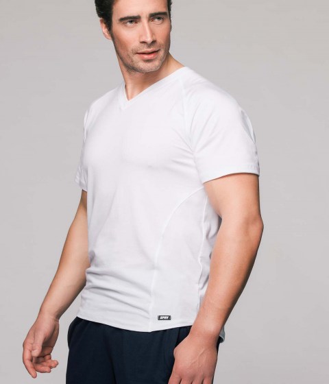 Men White V-Neck T-Shirt 1